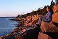 August 21-26, 1989 - Mount Desert Island, Maine.<br />Joyce at sunrise.
