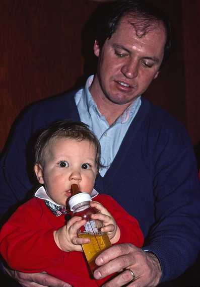 Dec. 25, 1989 - At Memere Marie's in Lawrence, Massachusetts.<br />Tom with Michael.