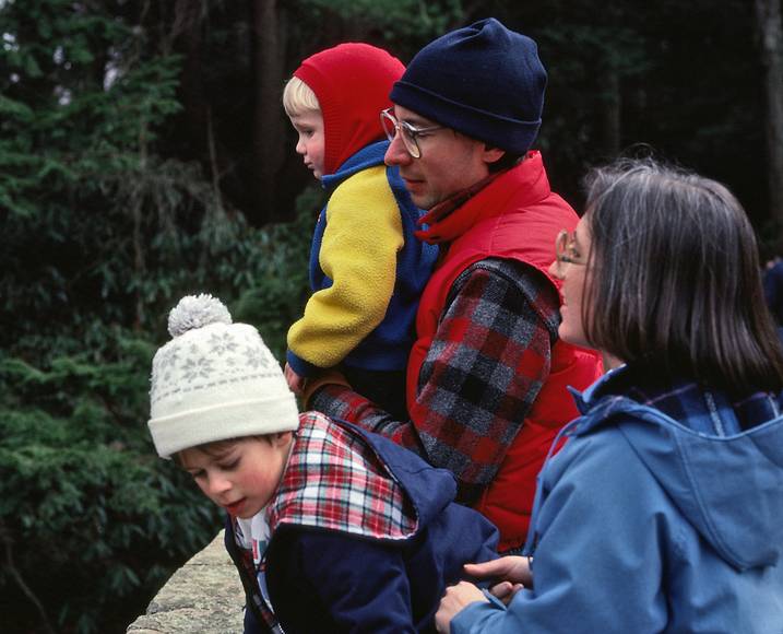 April 1990 - Maudslay State Park, Newburyport, Massachusetts.<br />Sarah, David, Oscar, and Joyce.