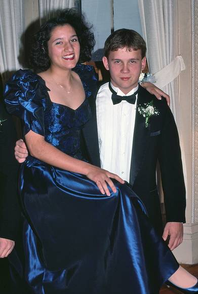May 1990 - Merrimac, Massachusetts.<br />Junior Prom photos session at Becky's home.<br />Melody and Nick.