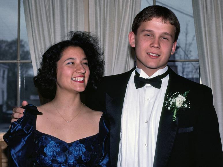 May 1990 - Merrimac, Massachusetts.<br />Junior Prom photos session at Becky's home.<br />Melody and Nick.