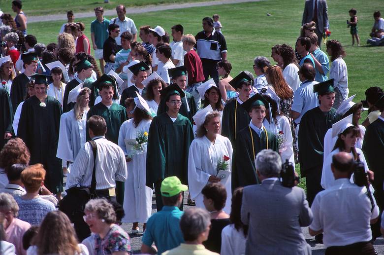 June 2, 1990 - West Newbury/Groveland, Massachusetts.<br />Eric's graduation from Pentucket High School.<br />Eric among his classmates.
