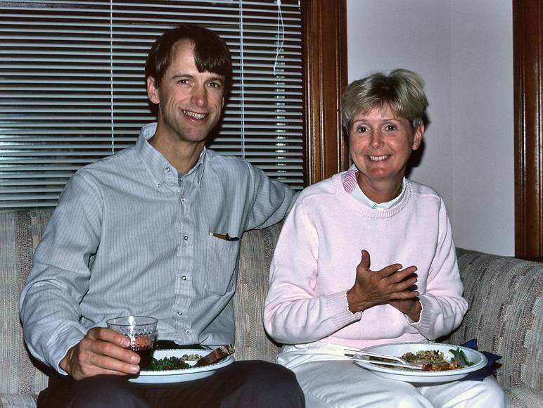 June 9, 1990 - Merrimac, Masachusetts.<br />Egils' 50th surprise birthday celebration.<br />Eric and Sue.