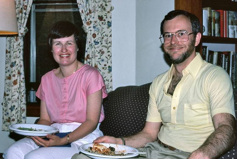 June 9, 1990 - Merrimac, Masachusetts.<br />Egils' 50th surprise birthday celebration.<br />Paula and Mike.