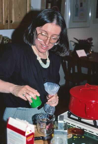 June 10, 1990 - Merrimac, Massachusetts.<br />Eric's graduation and Carl's and Egils' birthday celebration.<br />Joyce slaving away in the kitchen.