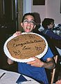 June 10, 1990 - Merrimac, Massachusetts.<br />Eric's graduation and Carl's and Egils' birthday celebration.<br />Eric and his giant chocolate chip cookie.