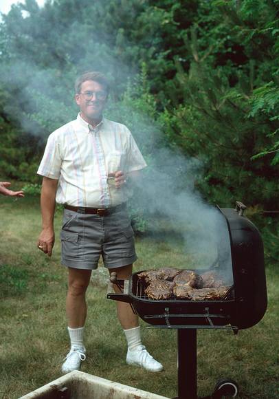 July 28, 1990 - Manchester by the Sea, Massachusetts.<br />Uldis' birthday celebration.<br />Uldis at one of his favorite pastimes: grilling.