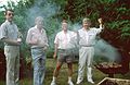July 28, 1990 - Manchester by the Sea, Massachusetts.<br />Uldis' birthday celebration.<br />Juris, bud, Uldis, and John.