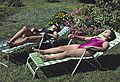 Sept. 3, 1990 - Lawrence, Massachusetts.<br />Natalia and Melody catching some rays.