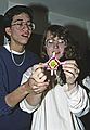December 22, 1990 - Merrimac, Massachusetts.<br />Cranberry and popcorn or decorate the Christmas tree time.<br />Eric and Becky.