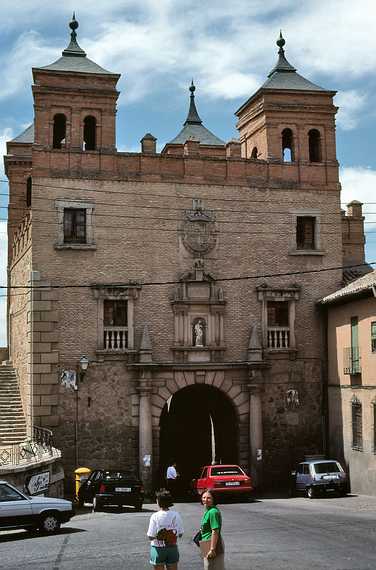 June 30, 1990 - Toledo, Spain.<br />Melody and Joyce in front of the Puerta de Cambrn.