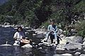 July 11, 1990 - South of Saint-Bat. France.<br />Lunch break along the Garonne River.<br />Melody and Julian.