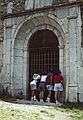 July 16, 1990 - Hike from the Baqueira/Beret area to Santuario de Montgarri, Lerida, Spain.<br />Julian, Baiba, Ronnie, and Melody looking inside.