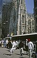 April 6, 1991 - New York, New York.<br />Phantom of the Opera trip to the Big Apple.<br />Street dancers with St. Patrick's Cathedral across the street.