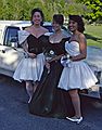 May 25, 1995 - West Newbury/Groveland, Massachusetts.<br />Pentucket Regional High School's pre-prom couples parade.<br />Genie, Becky, and Melody.