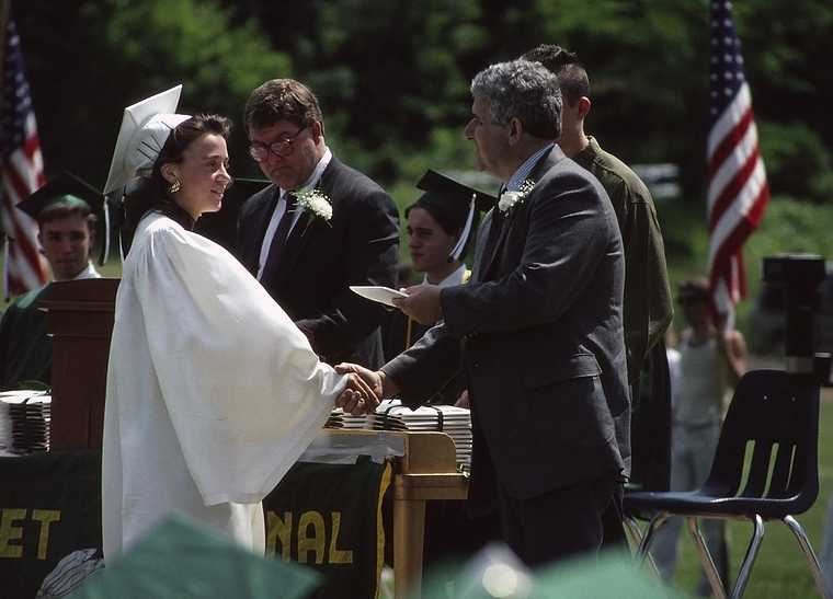June 1991 - West Newbury/Groveland, Massachusetts.<br />Melody's and Natalia's graduation.<br />Belen receiving her diploma.