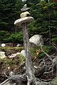 August 15, 1991 - Haystack Mountain School of Crafts, Deer Isle, Maine.<br />One of the sculptural objects by the seashore.