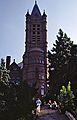 August 23, 1991 - Syracuse University, Syracuse, New York.<br />Joyce heading up the stairs towards Crouse College,<br />the nation's first degree-granting College of Fine Arts