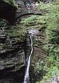 August 26, 1991 - Watkins Glen, New York.<br />Joyce (and others) on bridge over Central Cascade.