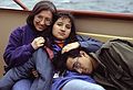 May 1992 - Whale watch trip out of Boston, Massachusetts.<br />Joyce with seasick Melody and Eric?
