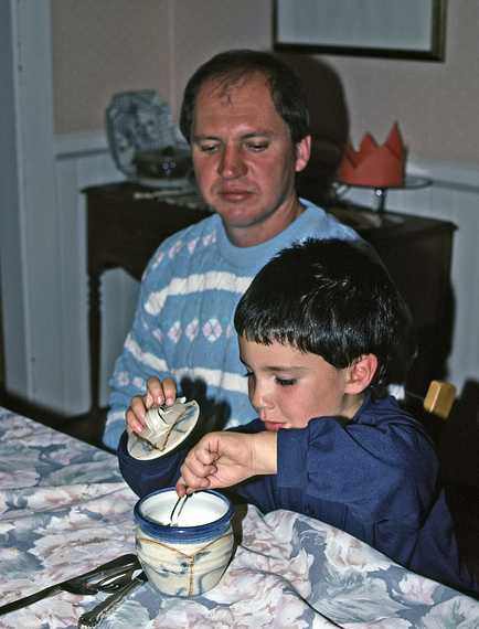 Sept. 26, 1992 - Merrimac, Massachusetts.<br />Eric's 20th birthday celebration.<br />Uncle Tom and cousin TJ.