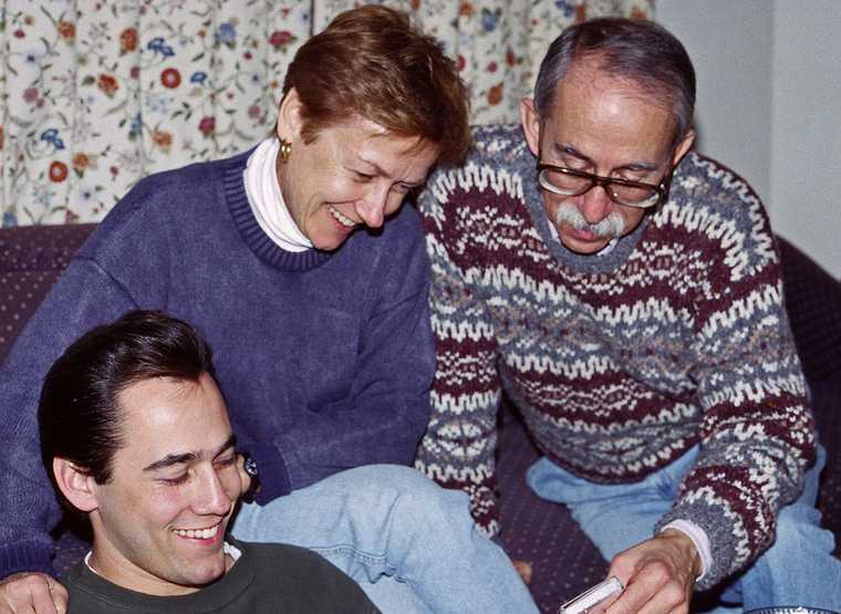 Dec. 24, 1992 - Christmas Eve, Merrimac, Massachusetts.<br />Julian, Baiba, and Ronnie.