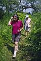 July 10, 1993 - Cliff Island, Casco Bay, Maine.<br />Joyce and Marie returning from the pebbly beach.