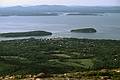 July 26, 1993 - Acadia National Park, Mount Desert Island, Maine.<br />Islands in Frenchmans Bay and Bar Harbor from atop Cadillac.