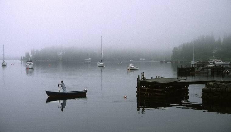 July 30, 1993 - Chester, Nova Scotia, Canada.<br />Mahone Bay in fog.