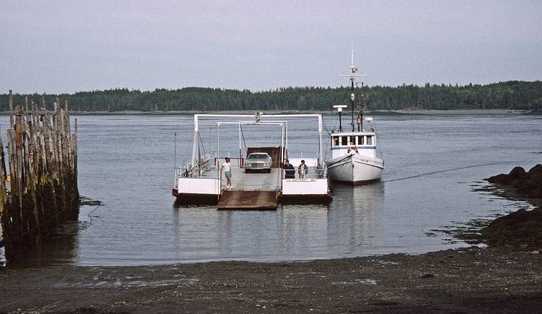 August 5, 1993 - Deer Island, New Brunswick, Canada.<br />Our ferry to Campobello Island arriving.