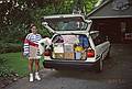 August 24, 1993 - Merrimac, Massachusetts.<br />Melody packing the car to return to Syracuse University for her junior year.