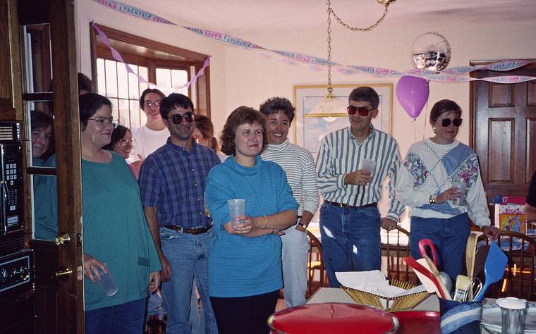 Sept. 25, 1993 - North Andover, Massachusetts.<br />Oscar's 40th birthday surprise party.<br />Maria, Nick, Paula, Lisa, Dave and  Linda.
