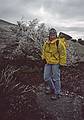Oct. 10, 1993 - Mount Cardigan, Orange/Alexandria, New Hampshire.<br />Joyce (with a smile, in spite of the weather) on Mowglis Trail.