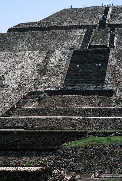 June 6, 1994 - Teotihuacn, Mexico.<br />Stairs leading up the Pyramid of the Sun.