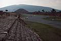 June 6, 1994 - Teotihuacán, Mexico.<br />Looking back at the Pyramid of the Moon from steps alongside the Avenue of the Dead.