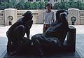June 9, 1994 - Mexico City, Mexico.<br />Joyce on a balcony at the Bellas Artes building with a statue of two people.