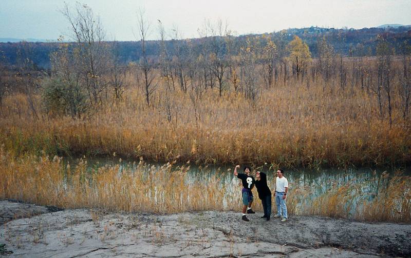 Oct. 23, 1994 - Syracuse, New York.<br />Visiting Melody at Syracuse University and fooling around in a nearby quarry.<br />Eric, Melody, and Carl.