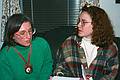 Dec. 22, 1994 - Merrimac, Massachusetts.<br />Christmas tree decorating party.<br />Joyce and Becky.