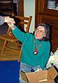 Dec. 22, 1994 - Merrimac, Massachusetts.<br />Christmas tree decorating party.<br />Joyce handing out the decorations.