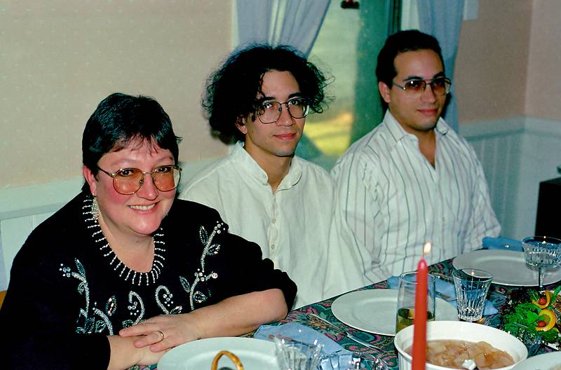 Dec. 25, 1994 - Christmas dinner in Merrimac, Massachusetts.<br />Norma, Eric, and Carl.