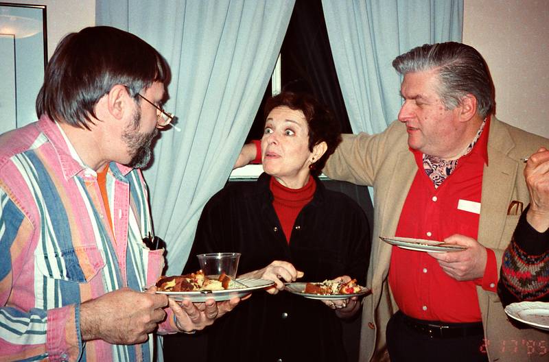 Feb. 17, 1995 - Merrimac, Massachusetts.<br />Illustrator's party.<br />Bruce McMillan, Lydia Dabcovich and her husband.