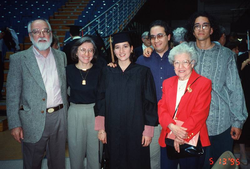 May 13, 1995 - Syracuse University, Syracuse, New York.<br />Melody's graduation.<br />Egils, Joyce, Melody, Carl, Marie, and Eric.