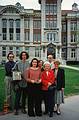 May 13, 1995 - Syracuse University, Syracuse, New York.<br />Melody's graduation.<br />Carl, Eric, showing a notebook cover with the peace symbol in it, Melody, Joyce, Marie, Ronnie, and Baiba.