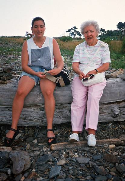 July 1, 1995 - Odiorne State Park, Rye, New Hampshire.<br />Melody and Marie watching what's happening out on the water.