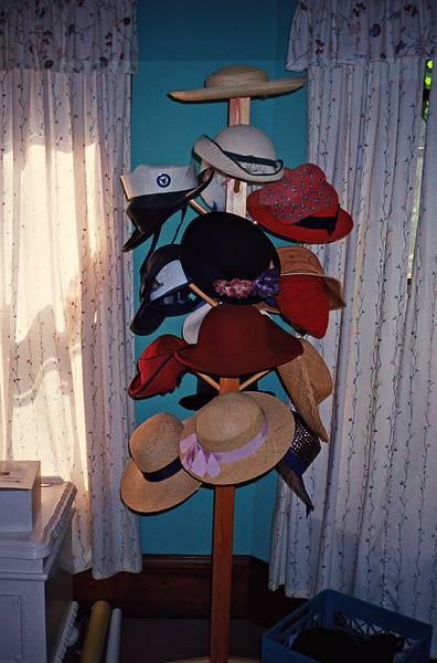 July 2, 1995 - Merrimac, Massachusetts.<br />Melody's hat rack.