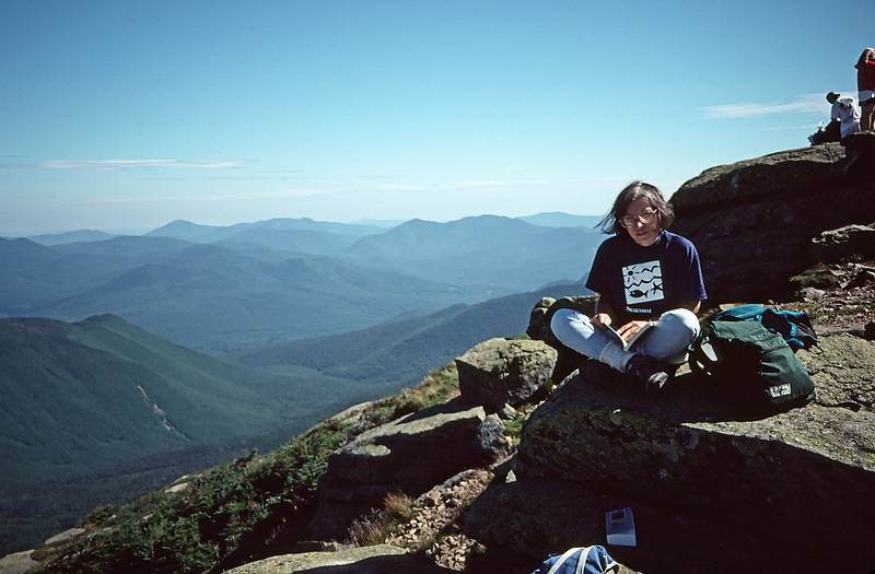 August 26, 1995 - Franconia Notch/Mount Lafayette, New Hampshire.<br />Joyce atop Mt. Lafayette