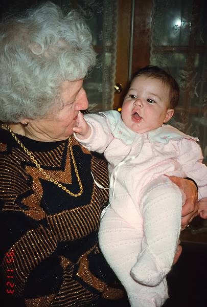 Nov. 23, 1995 - Thanksgiving at Paul and Norma's in Tewksbury, Massachusetts.<br />Marie with granddaughter Marissa.