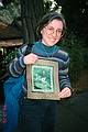 Dec. 25, 1995 - Golden Gate Park, San Francisco, California.<br />Joyce happy with her purchase at the Japanese Tea Garden gift shop.