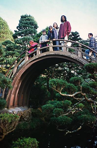 Dec. 25, 1995 - Golden Gate Park, San Francisco, California.<br />Eric and Julian on bridge at the Japanese Tea Garden.