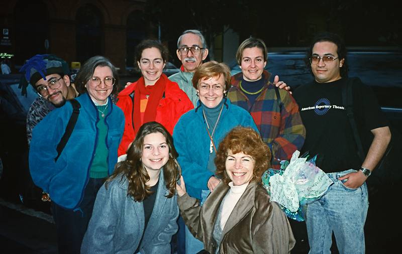 Dec. 26, 1995 - San Francisco, California.<br />Eric, Joyce, sisters Lisa and Ruth, Ronnie, Baiba, the sisters' mother Fran, friend, and Carl<br />outside restaurant where we had a late lunch.